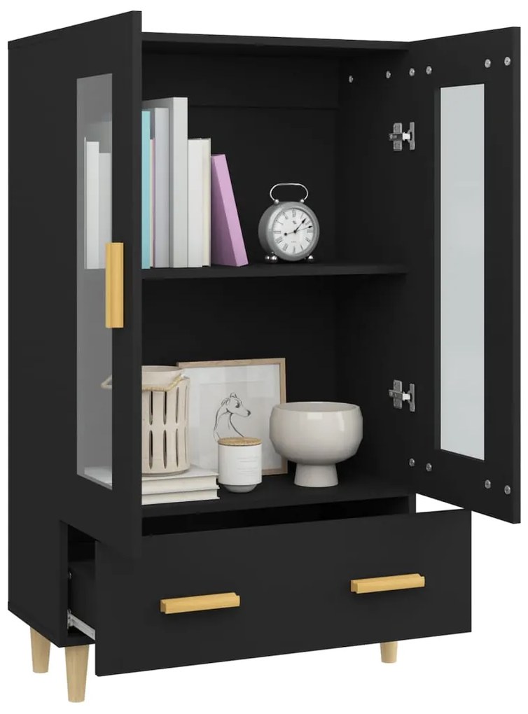 Armário alto 70x31x115 cm derivados de madeira preto