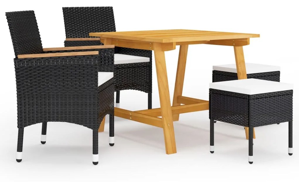 vidaXL 5 pcs conjunto de jantar para jardim preto