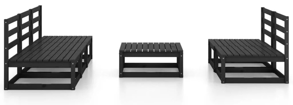 6 pcs conjunto lounge de jardim pinho maciço preto