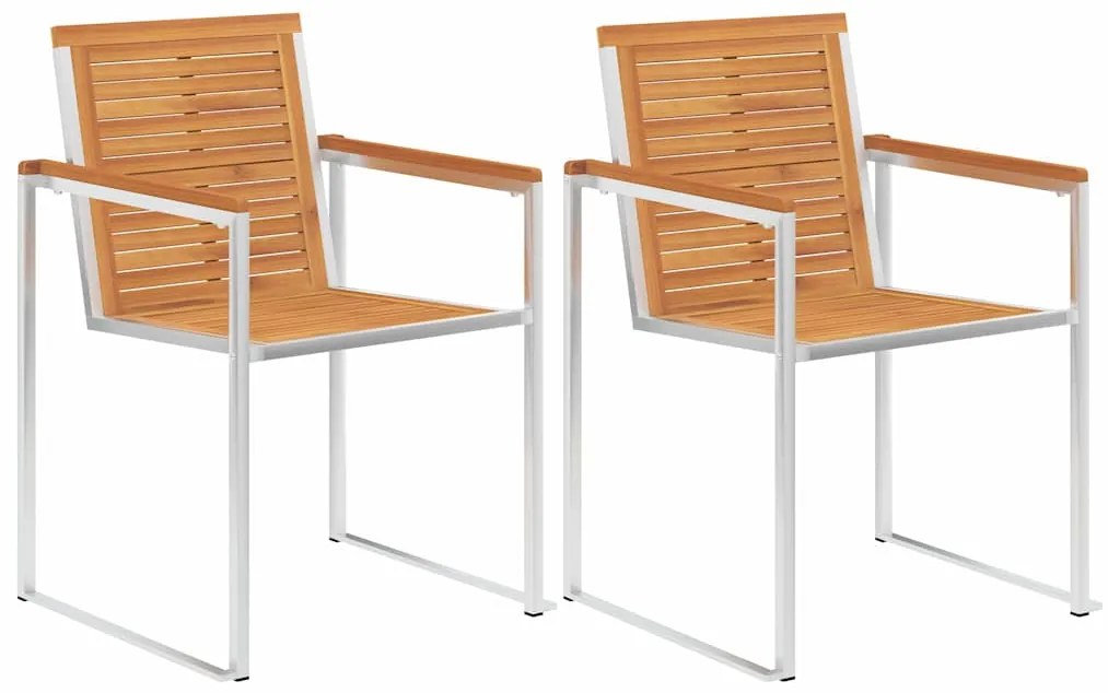 Cadeiras de jardim com almofadões 2 pcs acácia maciça e aço