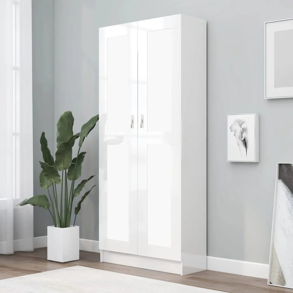 vidaXL Estante 82,5x30,5x185,5cm derivados de madeira branco brilhante