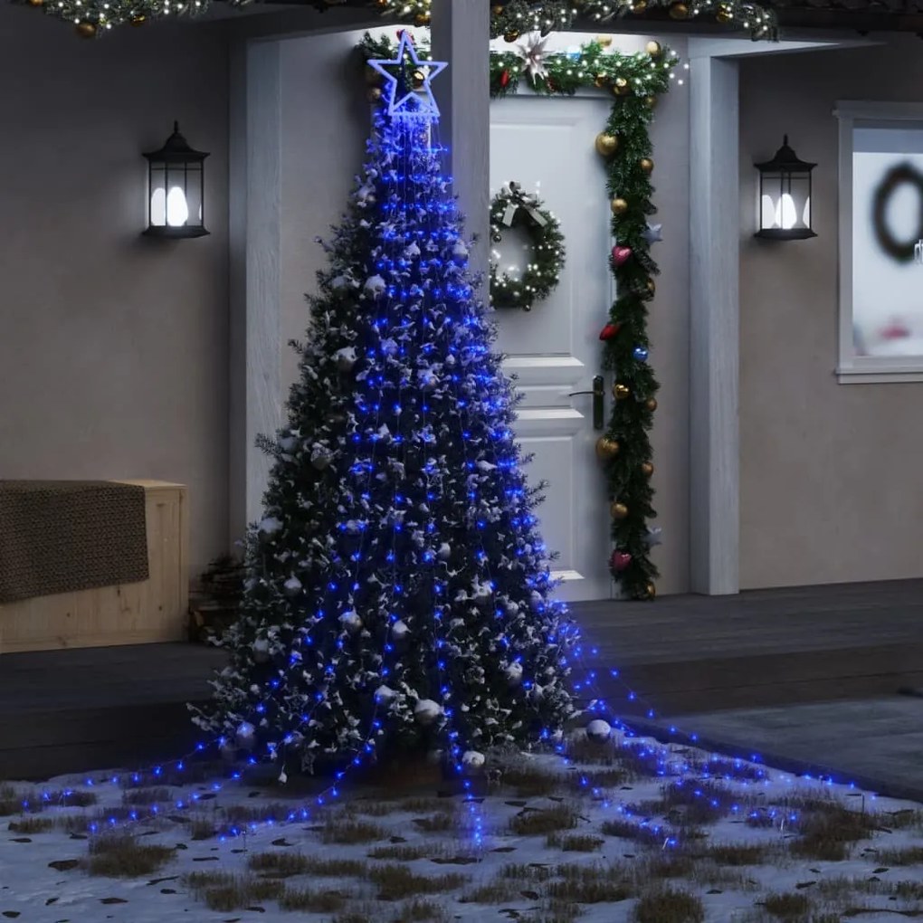 vidaXL Iluminação p/ árvore de Natal 320 luzes LED 375 cm azul