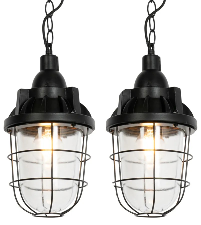 Conjunto de 2 Pendentes Industriais Pretos - Cabin