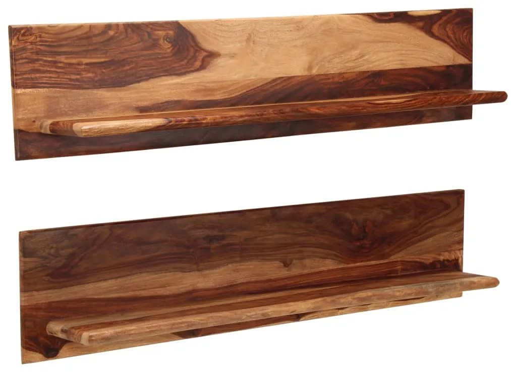 Prateleiras de parede 2 pcs 118x26x20cm madeira acácia maciça