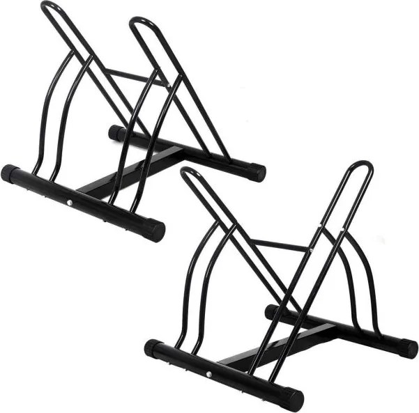 Suporte para bicicletas com 2 lugares, para instalação no chão em aço ou na parede exterior, 61,4 x 54 x 57,5 cm, preto
