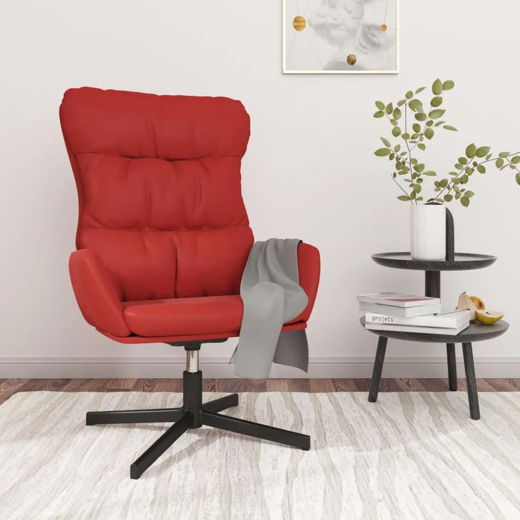 341191 vidaXL Cadeira de descanso couro artificial vermelho tinto