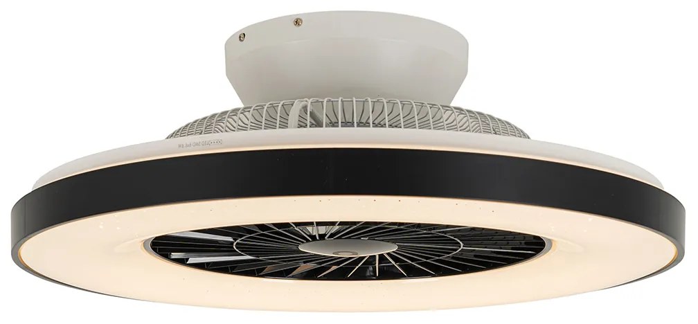 LED Ventilador de teto inteligente preto com efeito de estrela regulável - Climo Moderno