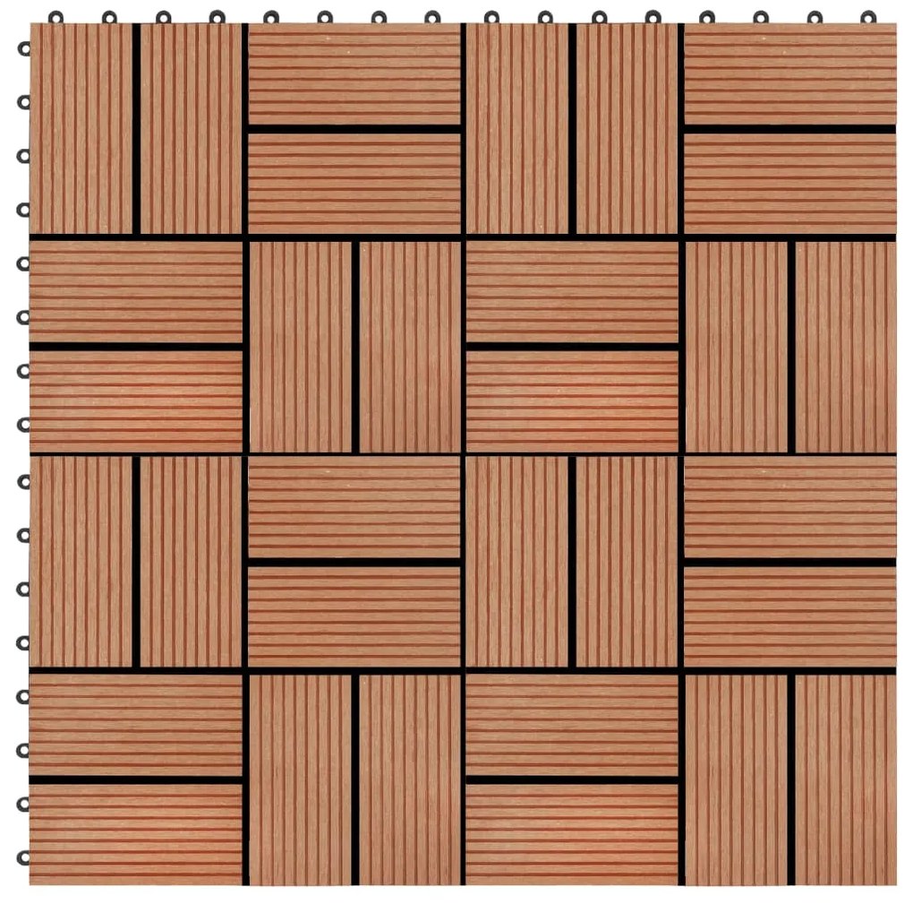 Ladrilhos de pavimento 11 pcs WPC 30x30 cm 1m² cor de teca