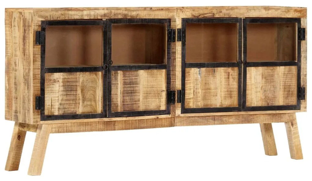vidaXL Aparador em mangueira maciça áspera 160x30x80 cm castanho/preto