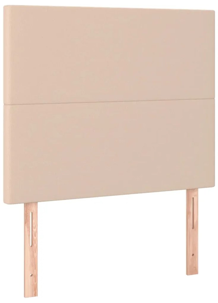 Cama box spring c/ colchão/LED 90x190cm couro artif. cappuccino