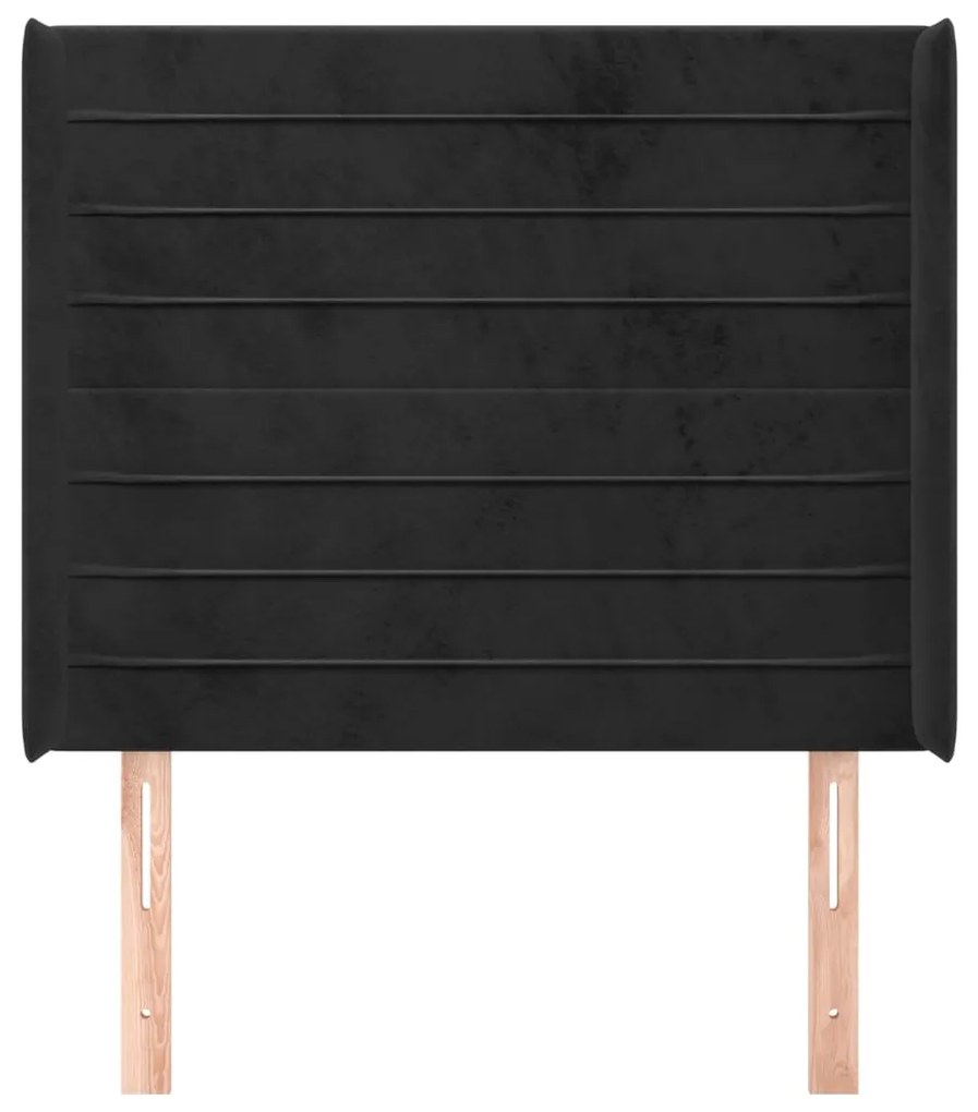 Cabeceira de cama c/ abas veludo 83x16x118/128 cm preto