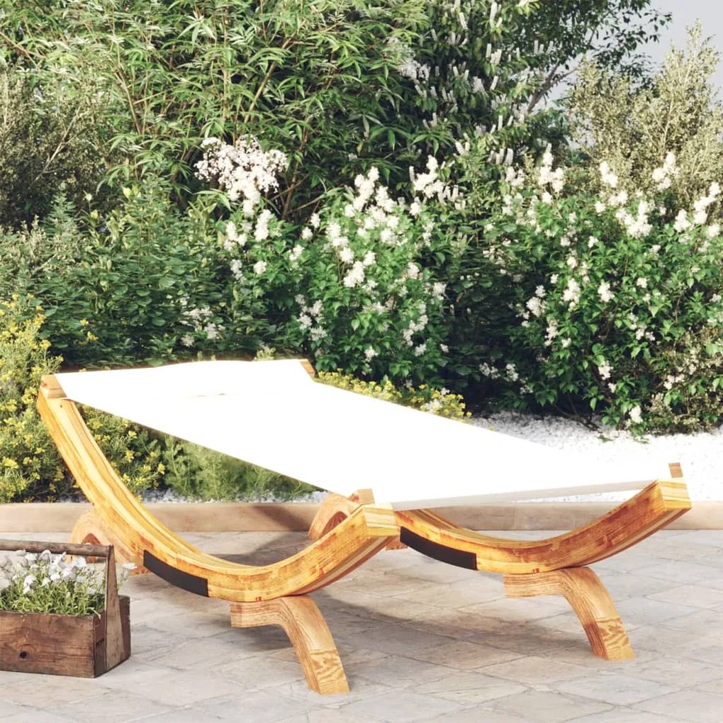 313947 vidaXL Espreguiçadeira exterior 100x188,5x44cm madeira curva cor creme