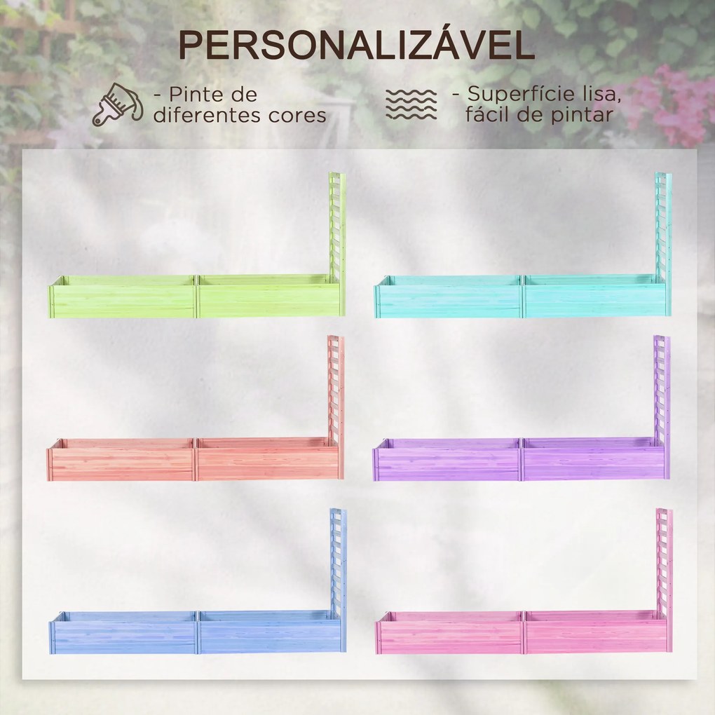 Floreira de Madeira com Treliça para Plantas Trepadeiras e 2 Caixas de Cultivo para Pátio Varanda 230x60x110 cm Madeira