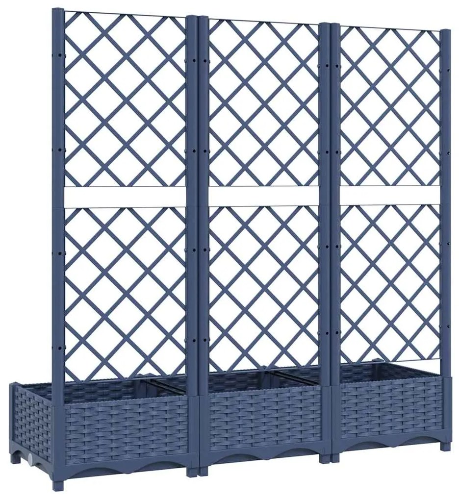 Vaso/floreira jardim c/ treliça 120x40x121,5 cm PP cinzento azul