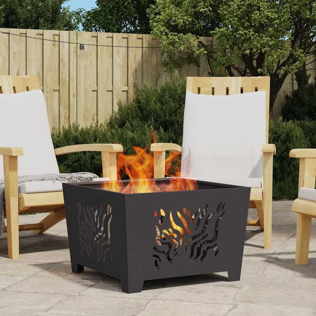 vidaXL Fire Pit Preto 60 x 60 x 40 cm Aço laminado a frio