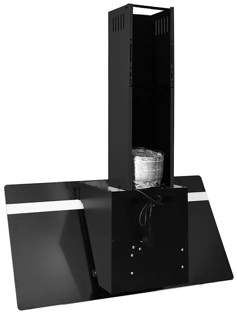 Exaustor de parede 90 cm aço e vidro temperado preto
