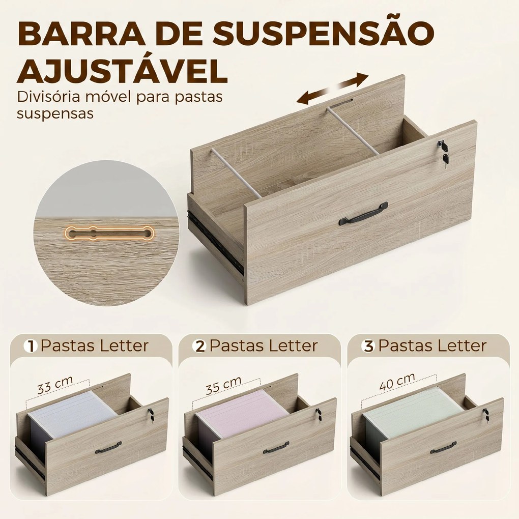 Arquivador com Prateleiras Móvel de Escritório com Prateleiras Gaveta para Arquivos A4 e Carta e Suporte para Impressora 70x40x157 cm Carvalho