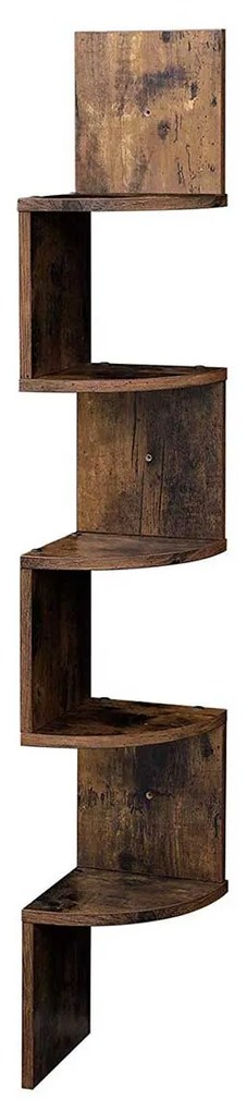 Prateleira de canto parede com 5 níveis 20 x 20 x 127,5 cm Castanho Vintage