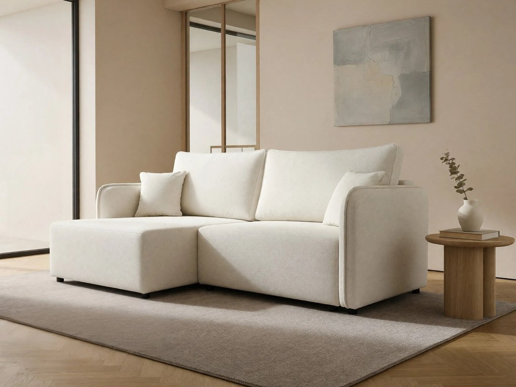 Sofá de canto TrendyNest Turtura, Cama com arrumação, 227x147x93cm, 107 kg, Pernas: Plástico