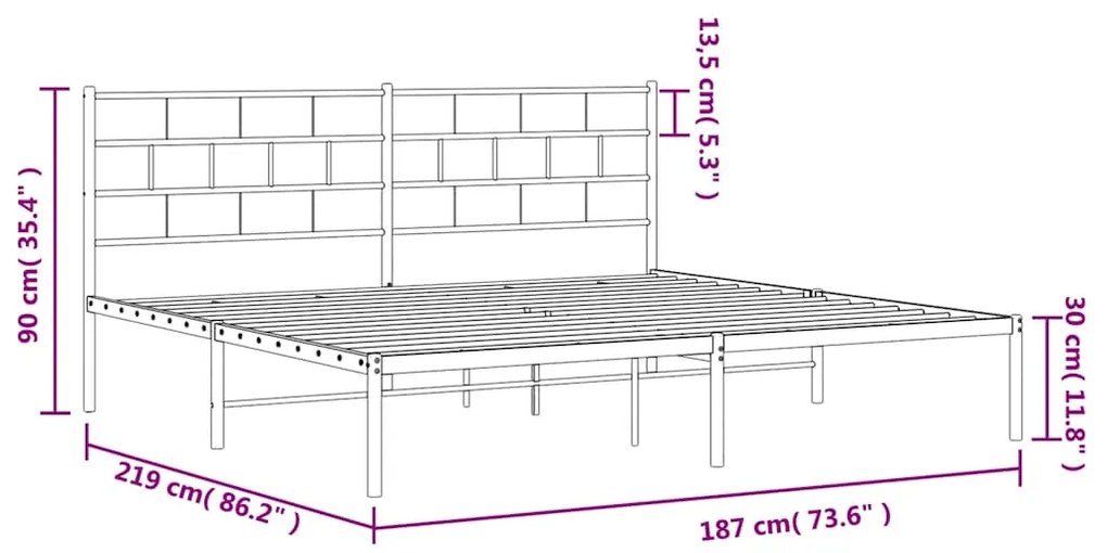 Estrutura de cama com cabeceira 183x213 cm metal branco