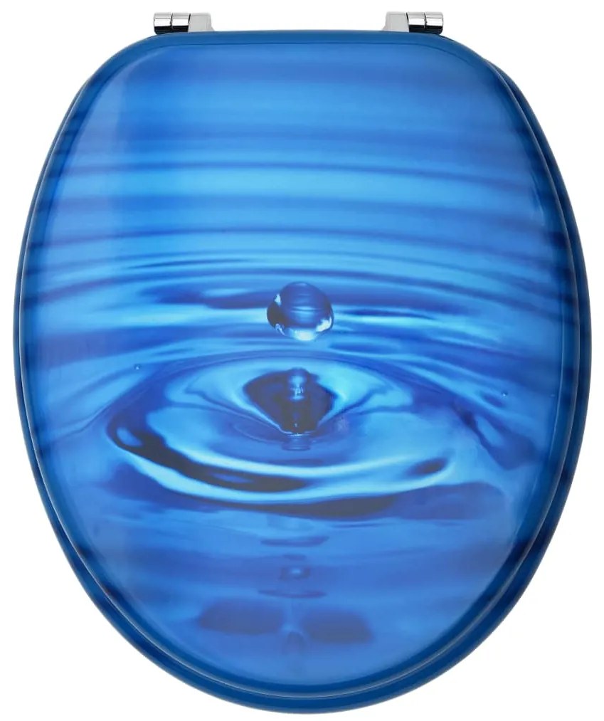 Assento sanita c/ tampa MDF design gotas de água azul