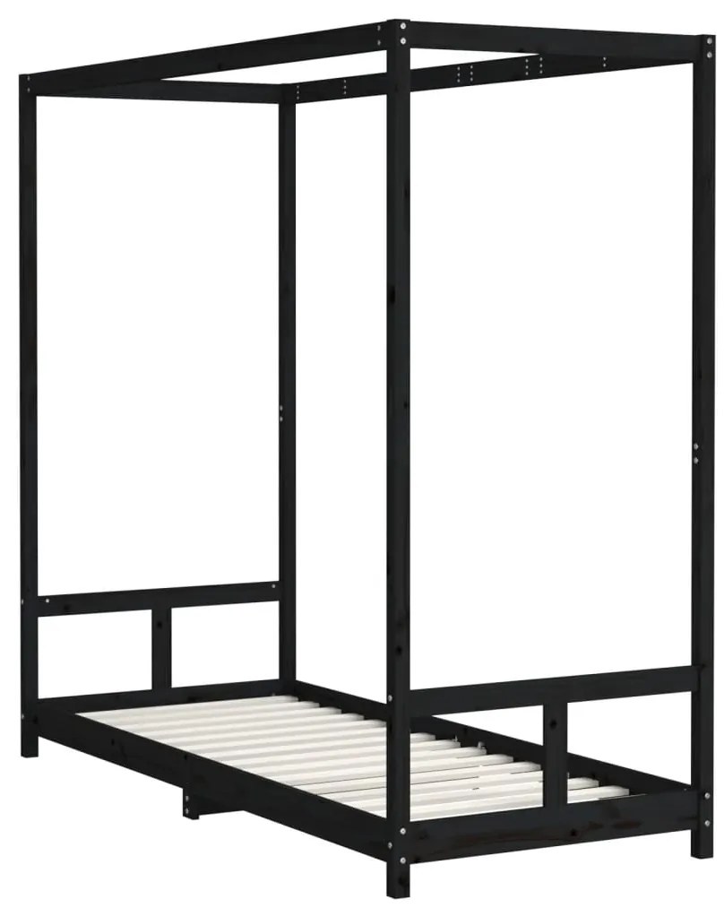 Estrutura de cama infantil 80x200 cm pinho maciço preto