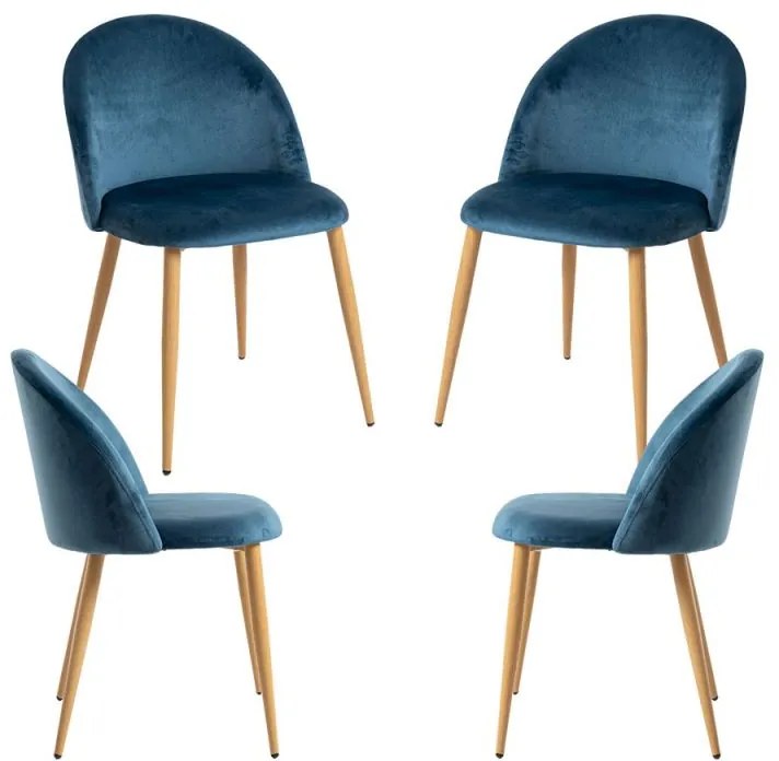 Pack 4 Cadeiras Vint Veludo - Azul