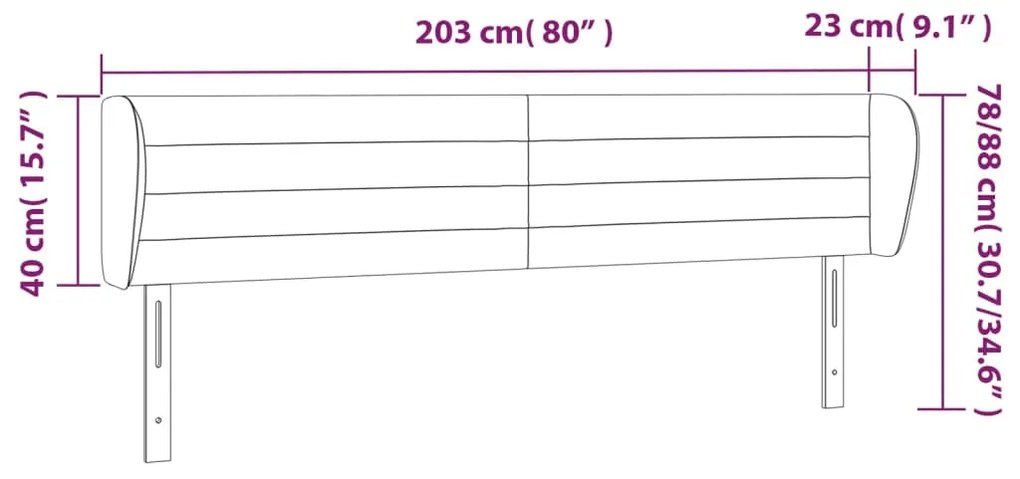 Cabeceira de cama c/ abas tecido 203x23x78/88 cm creme