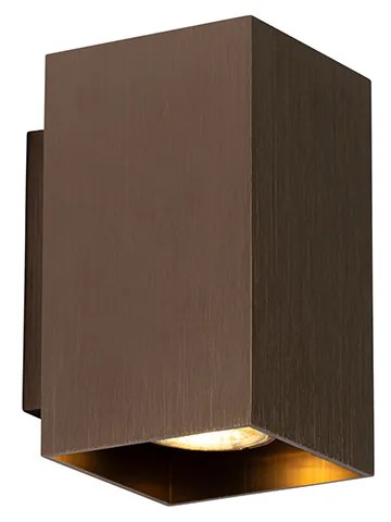 Candeeiro de parede moderno bronze escuro quadrado 2 luzes - Sandy
