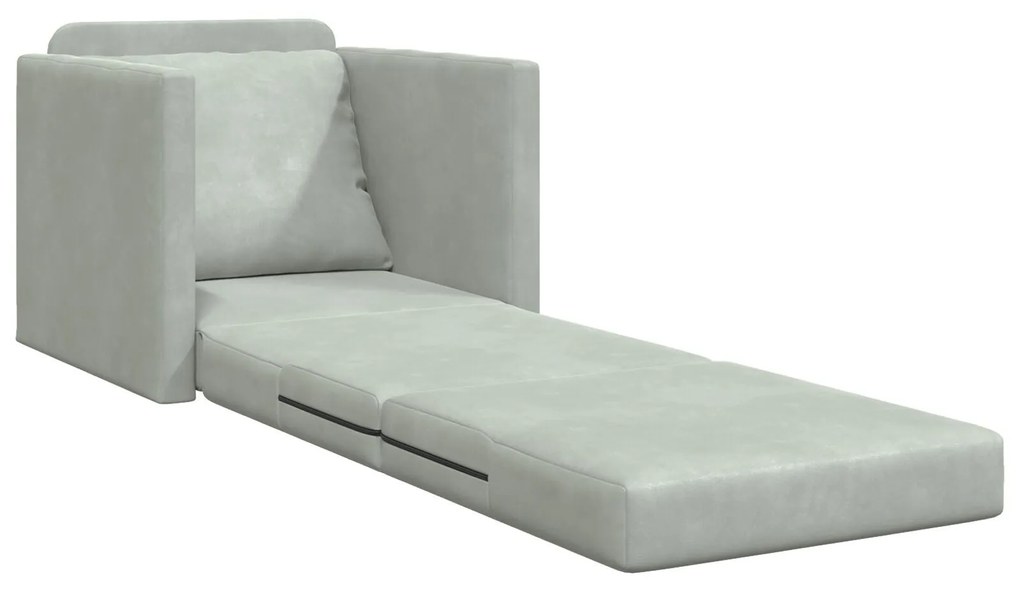 Sofá de Andar vidaXL Individual Conversível Veludo 74x77x81 cm Cinza C