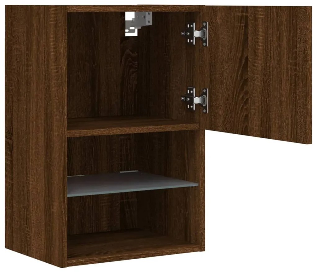 Móvel de TV com luzes LED 40,5x30x60 cm carvalho castanho