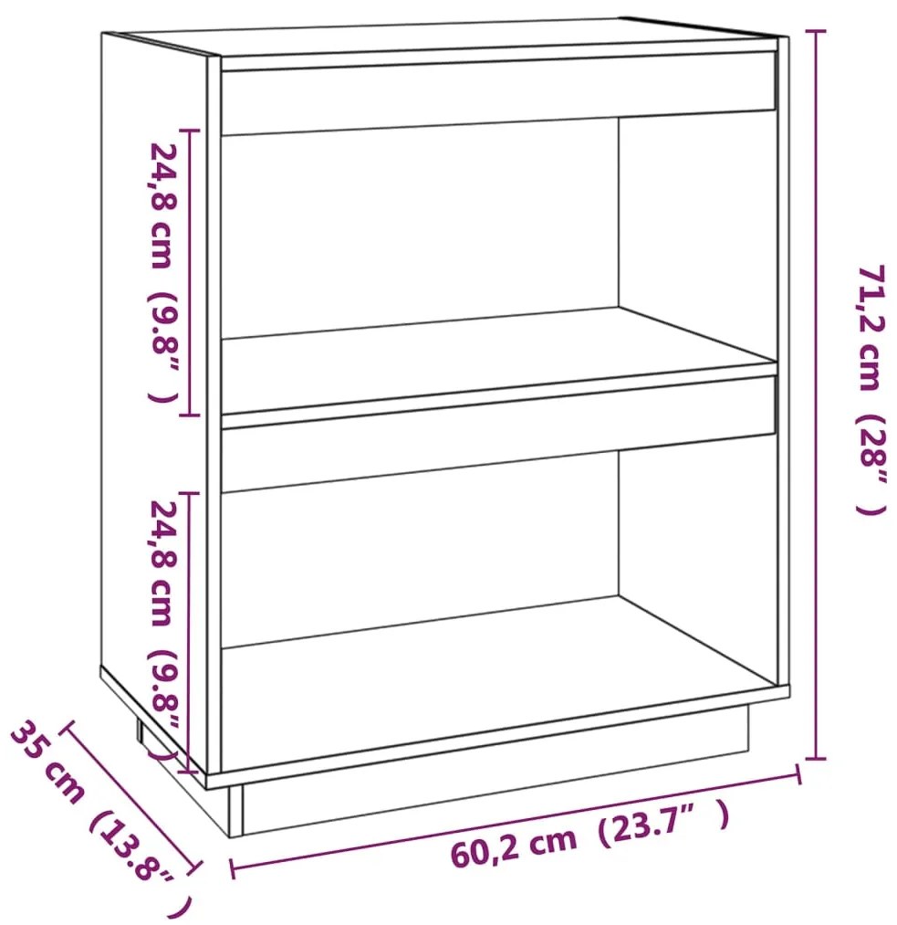 Estante madeira de pinho maciça 60x35x71 cm cinzento