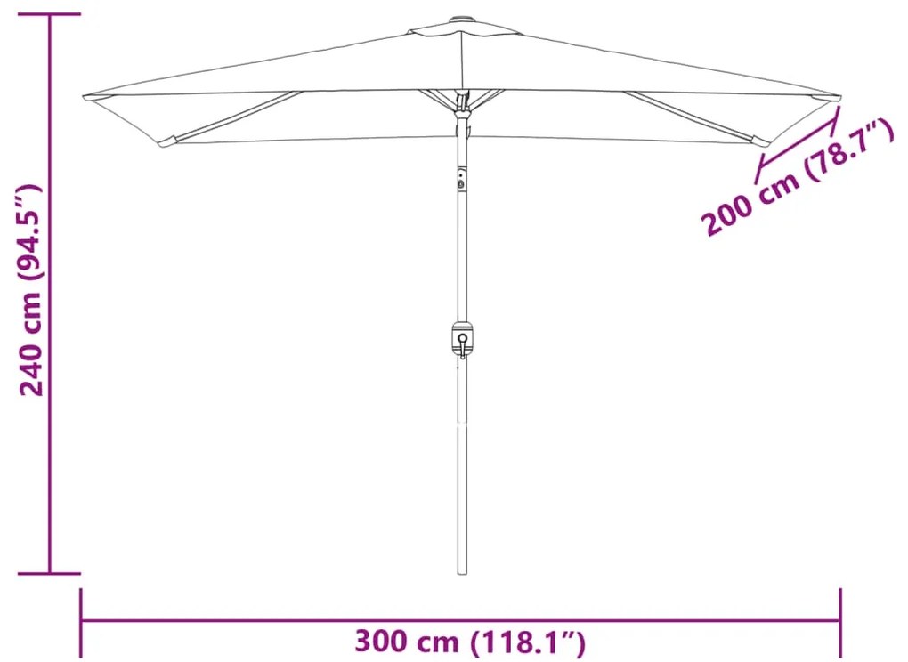 Guarda-sol 200 x 300 cm retangular branco areia