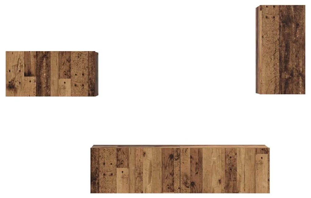 Conjunto de móvel de TV 4 pcs Madeira antiga 30.5 x 30 x 60 cm