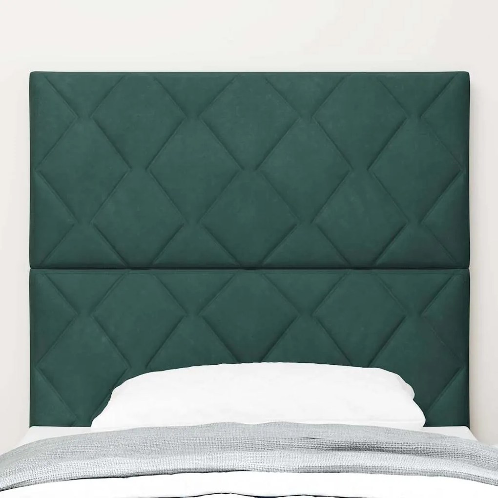 Cabeceira LED Blocos de Diamante Verde Escuro 100 cm em Veludo