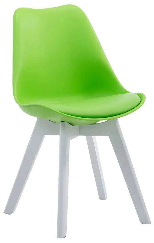 Cadeira de cozinha e sala de jantar Borneo V2 em couro sintético com estrutura branca 48 x 84 x 41,5 cm Verde