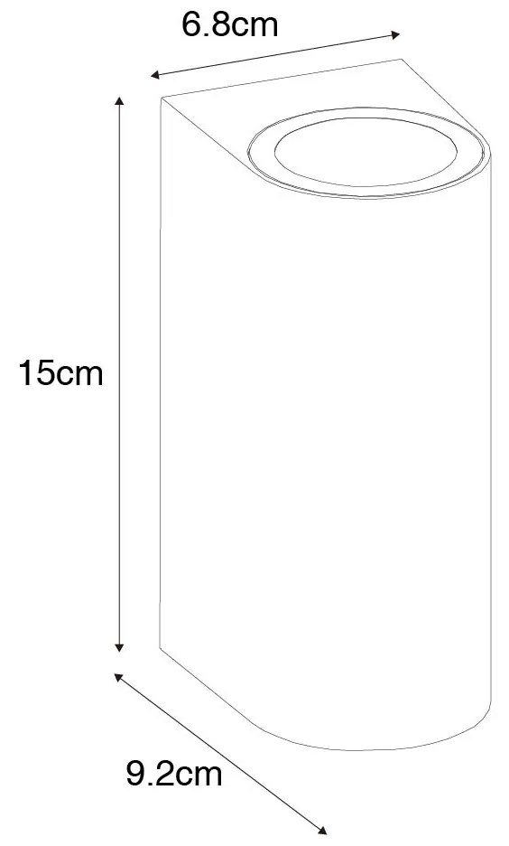 Candeeiro de parede exterior moderno em plástico preto oval 2 luzes - Baleno Moderno