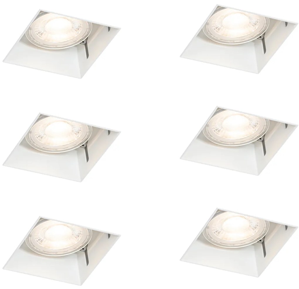 Conjunto de 6 Focos Embutidos Brancos GU10 50mm Sem Moldura - Oneon