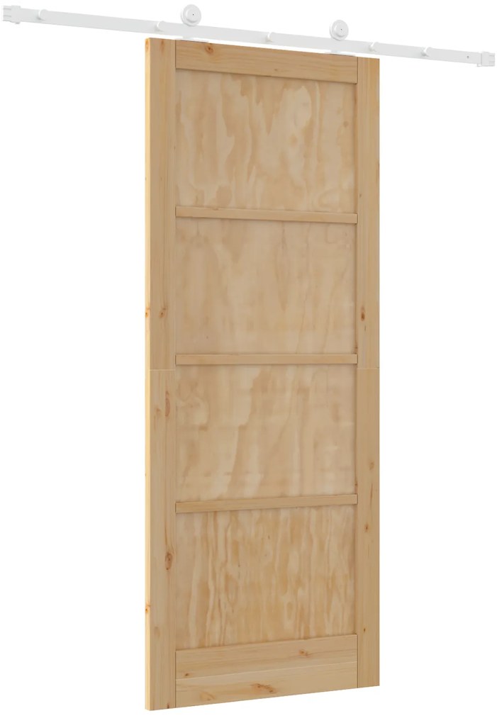 Porta Deslizante com Conjunto de Ferragens 86x211 cm Madeira Sólida de