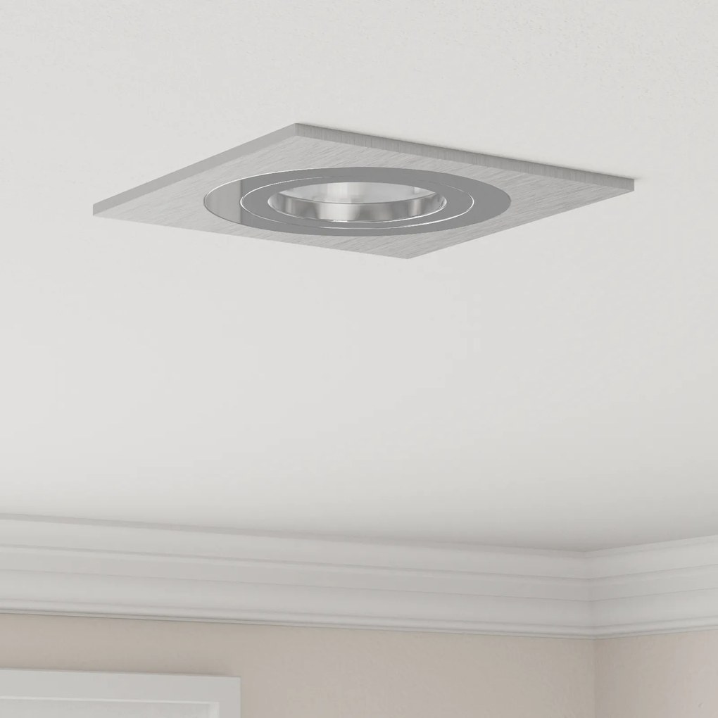 vidaXL Refletores Embutidos 12 pcs Quadrado GU10 Prateado 91x91 mm