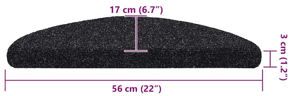 Tapetes de escada autoadesivos 5 pcs 56x17x3 cm agulhado preto
