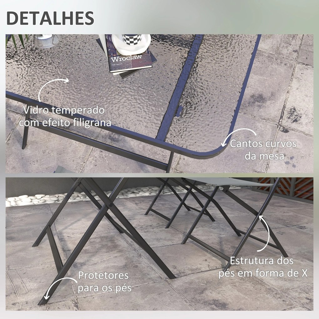 Conjunto de Refeição Mesa e 4 Cadeiras Dobráveis Conjunto de Refeição