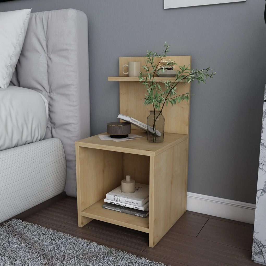 Mesa de Cabeceira Ullman – Cor Carvalho – 35,6 cm x 37,4 cm x 72 cm