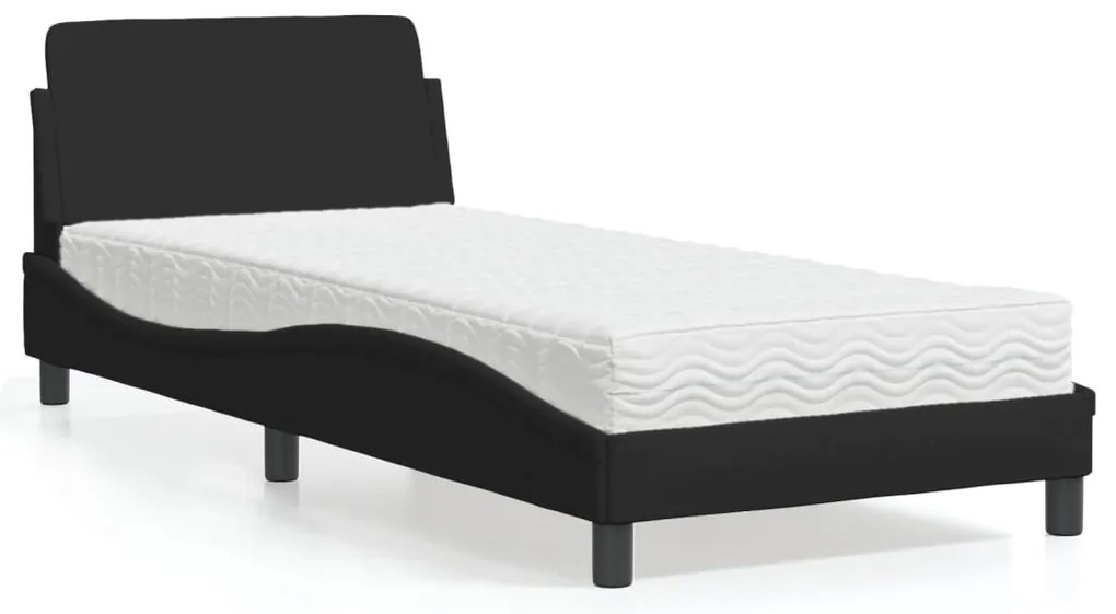 vidaXL Cama com colchão Dover 90x190 cm tecido preto