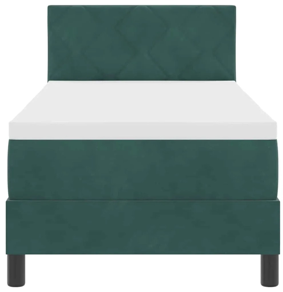 Cama Box Spring vidaXL com Colchão e LED Verde Escuro 80x200 cm Veludo