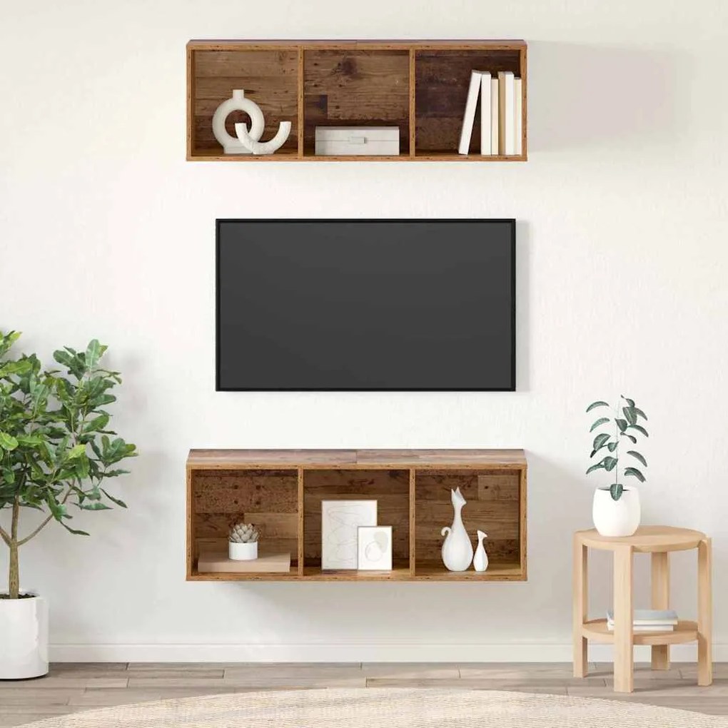 Armários de TV Montados na Parede 2 pcs Madeira antiga