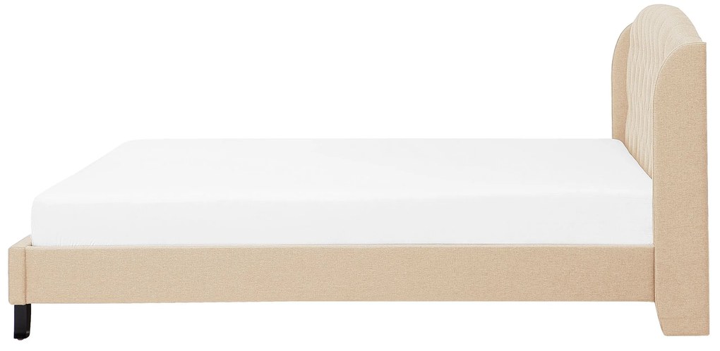 Cama de casal em tecido creme 180 x 200 cm BORDEAUX Beliani