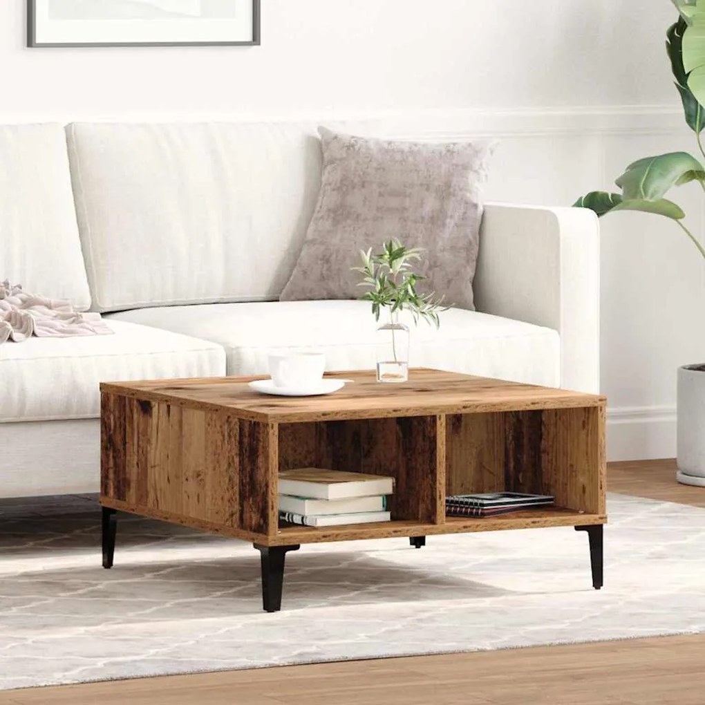 Mesa de Cafe da vidaXL Madeira Antiga 60x60x30 cm Madeira Engenharia