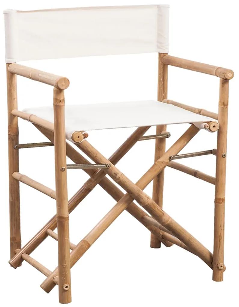 Cadeiras de diretor dobráveis 2 pcs bambu e lona