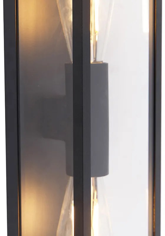 Candeeiro de parede industrial preto 38 cm 2-luzes IP44 - Charlois